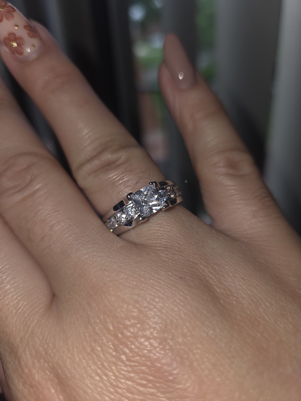 Classic Silver-Tone Plated Clear Cubic Zirconia Engagement Ring Set